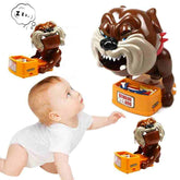 Bad dog bite game toy for kids by Huitich with a brown dog figure and toy box
